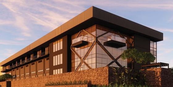Q235B Q355B ASTM A36 Çok katlı çelik bina Prefab çelik yapı sergi salonu