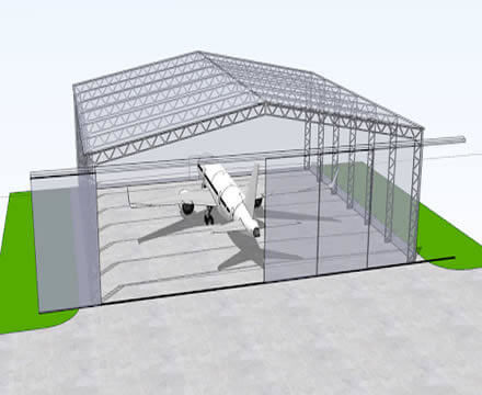 Karmaşık Çelik Yapı Hangarı 5 - 6 metre Yükseklik Metal Uçak Hangarı